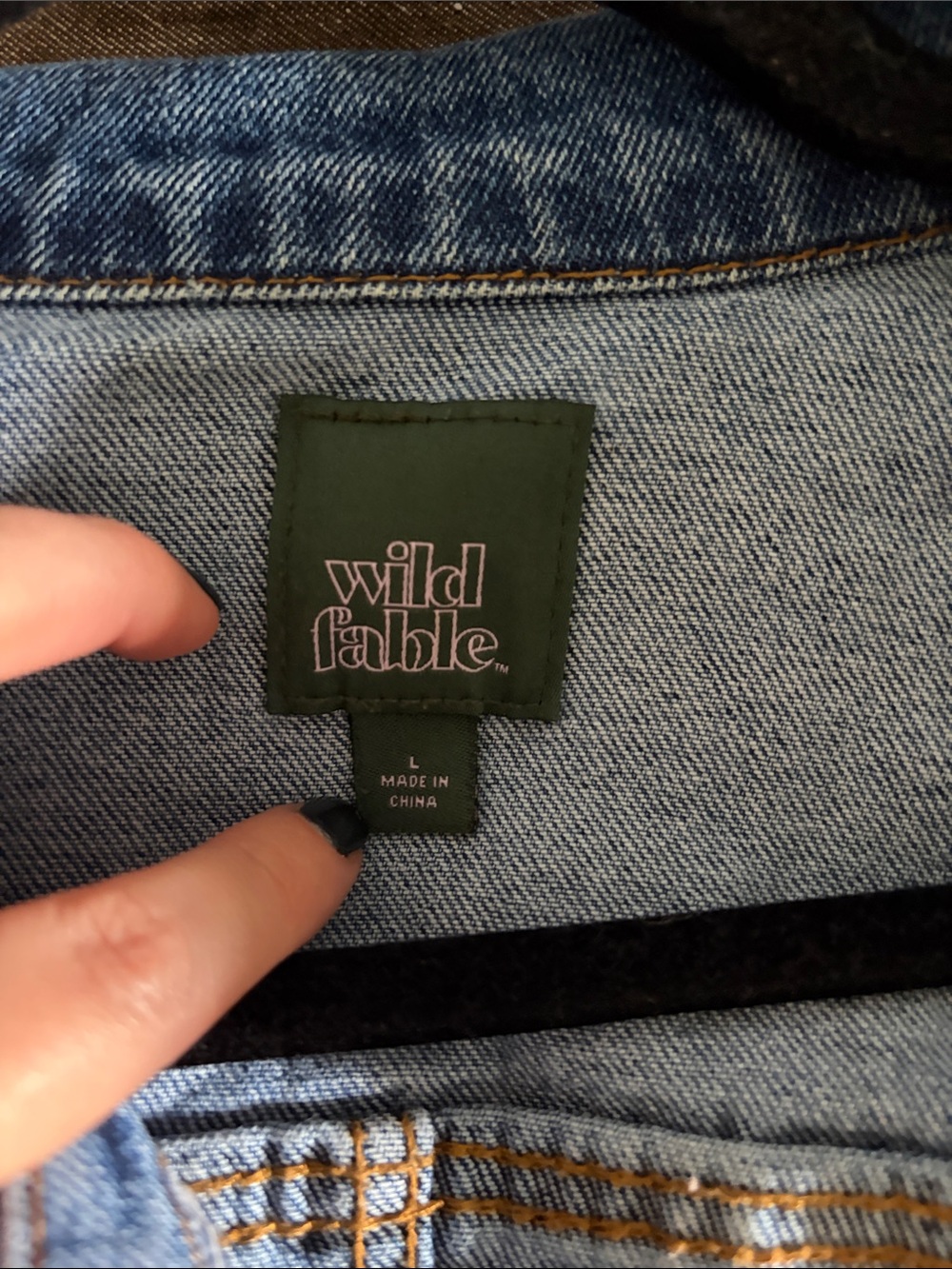 wild fable Dark Blue Cropped Denim Jacket with Silver Fringe - Picture 2 of 3